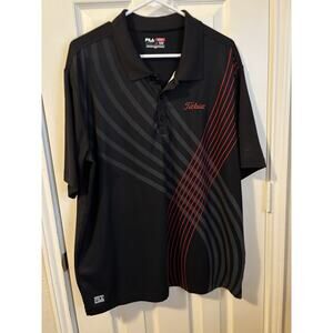 FILA Golf Striped Polo Shirt Titleist Men's Large Lightweight Polyester spandex
